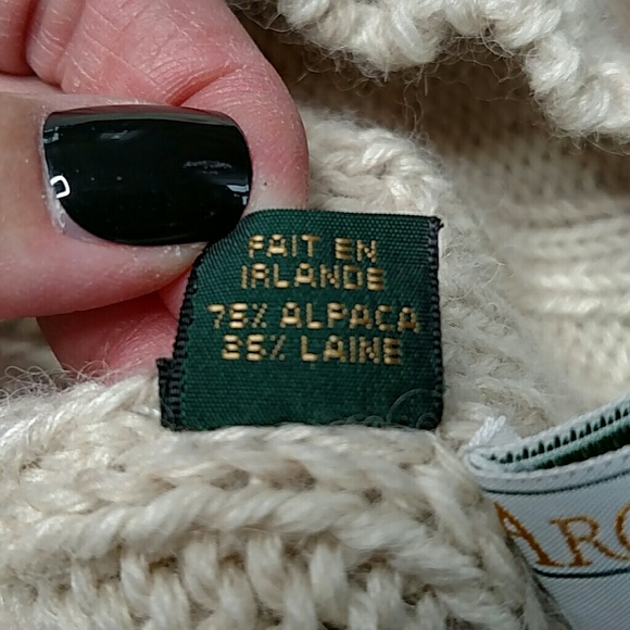 Gaeltarra Ireland Aplaca Wool Cream Ribbed Sweater - Picture 7 of 8